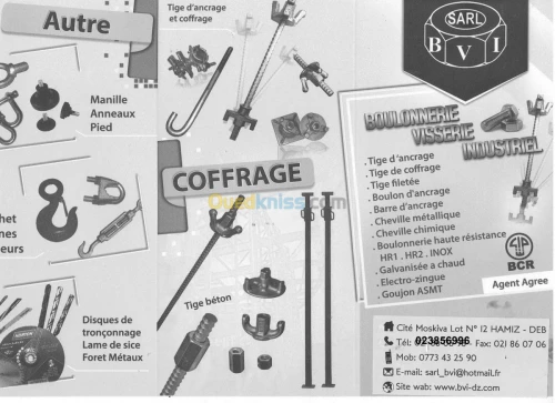 BOULON  TIGE filetee    tige coffrage 