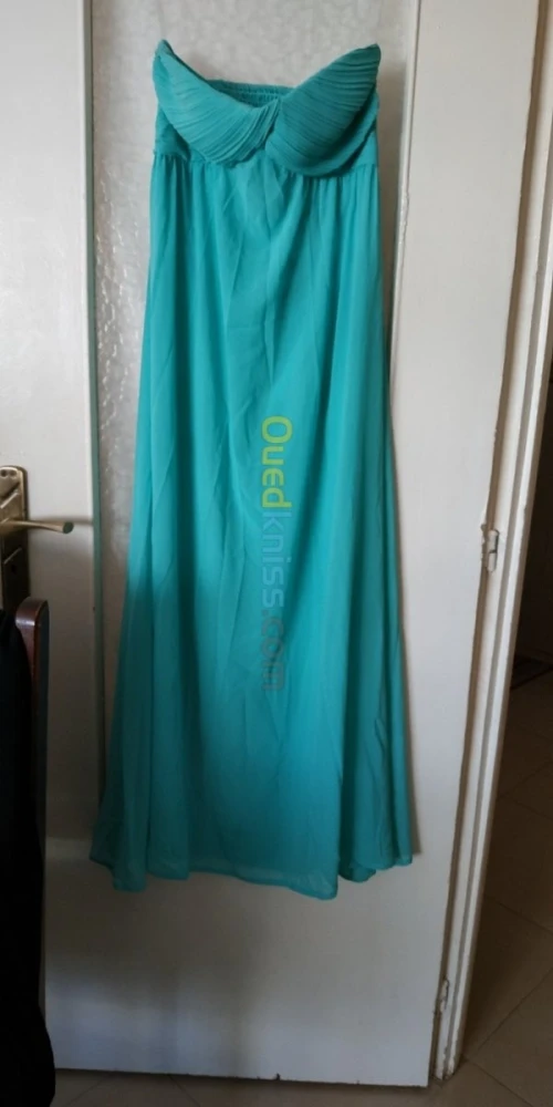 Robe bustier longue vert tiffany neuve