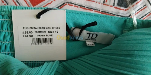 Robe bustier longue vert tiffany neuve