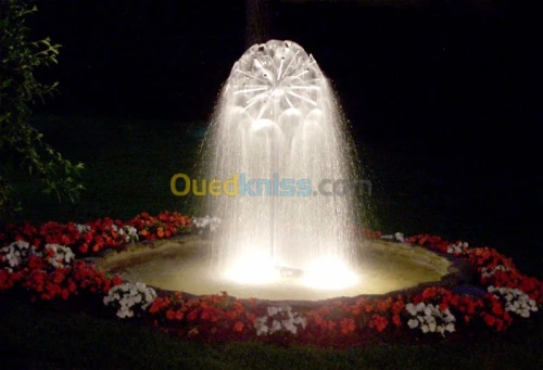 تصميم وإنشاء النوافير والشلالات, conception et réalisation de jet d'eau et fontaine 
