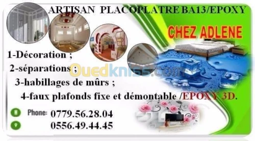 pour tous vos travaux de placoplatre ba13