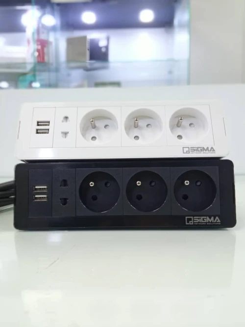 BLOC MULTIPRISE AVEC USB ( 3 PRISES FRANCAISES + 1 PRISE ANGLAISE )