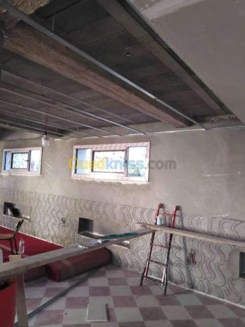 Placoplatre, pvc, peinture,parquet,.. 
