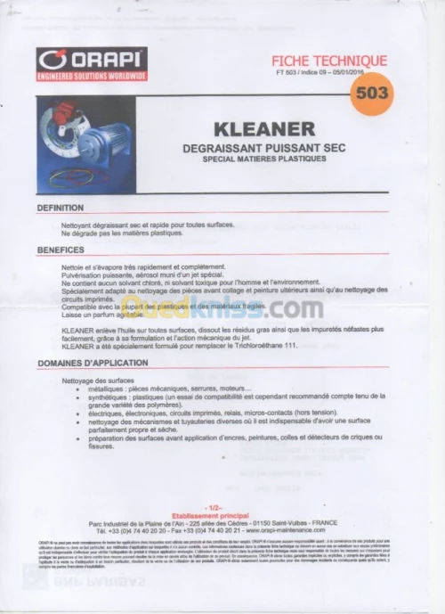 ORAPI 503 KLEANER DEGRAISSANT PUISSANT