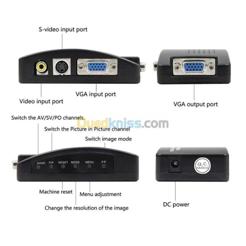 Convertisseur RCA/AV  To VGA To RCA/AV