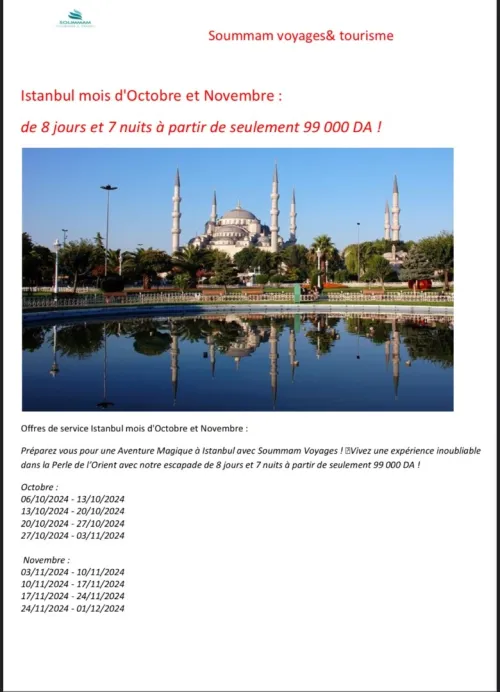 Voyage organisé Istanbul octobre novembre 2024