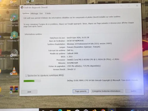 DELL LATITUDE 5400 / INTEL I5 8EME / 8 G / 256 / 14 FHD+CARTABLE