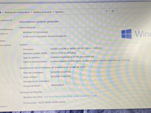 DELL LATITUDE 5591 / INTEL I5 8 EME / 12 G / 256 SSD NVME / 15.6 FHD