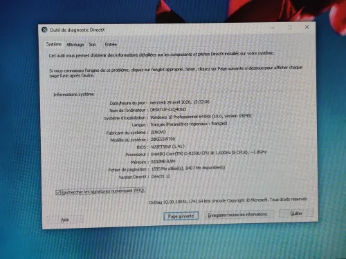 THINKPAD X 280 I5 8EME / 8G / 256 SSD /12.5 FHD
