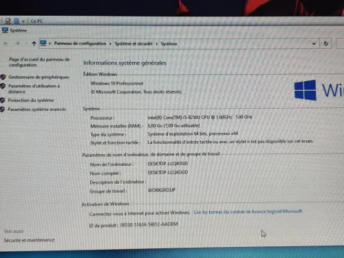 LENOVO X280 I5 8EME / 8G / 256 SSD /12.5 FHD