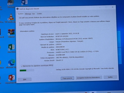 THINKPAD T470S / INTEL I5 7 EME / 8G / 256 SSD / 14 BATTERIE 1H30