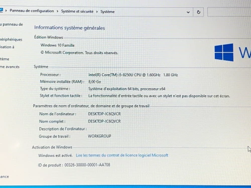 LENOVO IP 330S / INTEL I5 8EME / 8 G / 512 NVME / 15.6 FHD