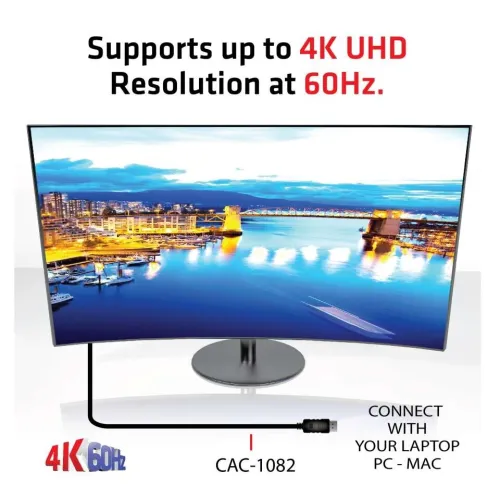 CABLE CLUB 3D CAC-1082 - DISPLAY PORT 1.4 CABLE MALE TO HDMI 2.0B MALE 4K 60HZ HDR 2METERS /6.56FT