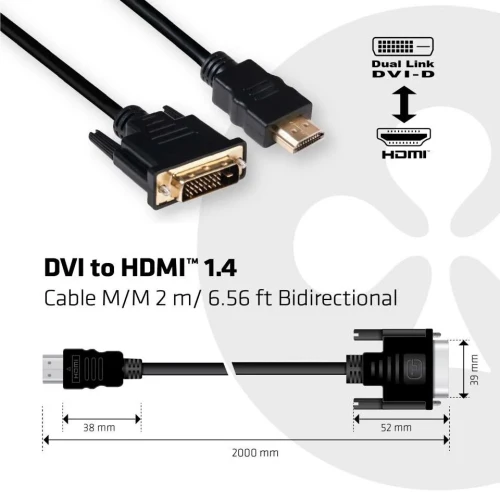 CABLE CLUB 3D CAC-1210 - DVI-D TO HDMI 1.4 CABLE M/M 2M 6.56FT