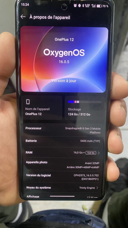 ONEPLUS 12 VERSION GLOBALE😍16RAM(+12Go) STOCKAGE 512GO DOUBLE PUCES ONEPLUS 12