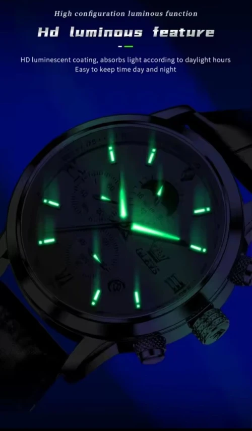 Olevs leather classic montre