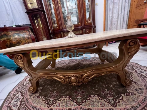 Table basse marbré et bois