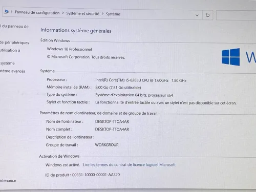 THINKPAD E580 / INTEL I5 8EME / 8G / 512 SSD NVME / 15.6 / FHD