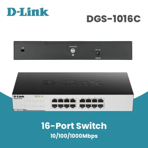 Switch 16 Ports Rackable D-Link Gigabit DGS-1016C 10/100/1000Mbps