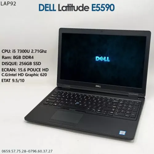 PC Portable Occas Dell Latitude 5590 i5-7300U 2.71GHZ- Stockage 256Go SSD - RAM 8Go -15,6" FHD-Windows 10