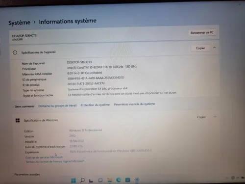 PC ASUS i5 8ème/8go/250 SSD