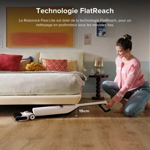 Balai Aspirateur laveur sans file Roborock Flexi Lite -17 000 pa - 40 min autonomie - flexible