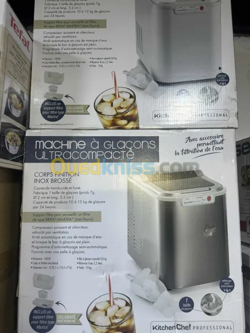 kitchen chef Machine À Glaçons 140w 12kg/24h Avec Nettoyage Automatique Inox - YT-E-005B1
