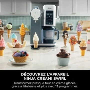 machine à glaces Ninja Sorbetière , 13 modes, a l talienne, gelatos, sorbets, milkshakes, NC701EU