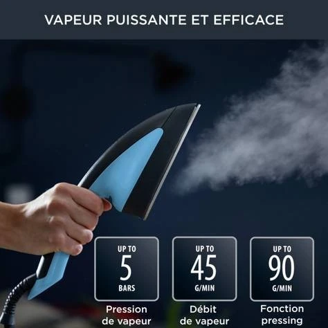 DEFROISSEUR A VAPEUR ROWENTA CUBE COMPACT 5 BARS NOIR ET BLEU 2980W UR1512D1