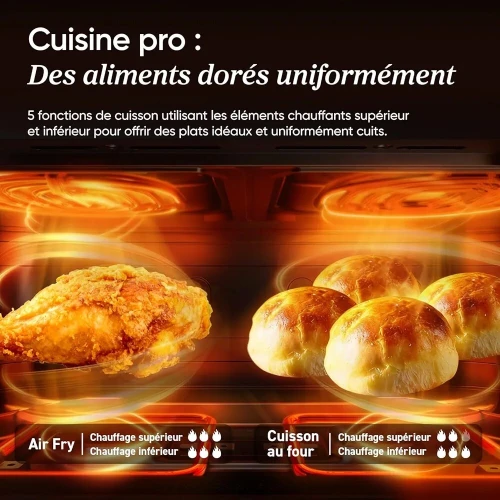 COSORI Air Fryer 10L Twinfry Friteuse sans Huile Double Résistance Airfryer à Dual Zone Avec Séparateur Amovible 5-en-1 2400W