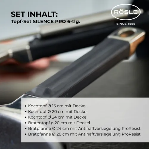 Batterie de cuisine RÖSLE Silence Pro 6 pièces en acier inoxydable