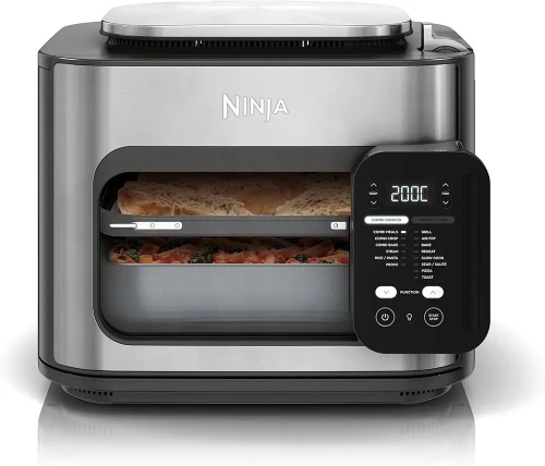 Ninja Combi 12-en-1 Multi-Cuiseur Four a Friteuse sans huile 12.5L 1760W 12Fonctions de Cuisson Repas de Taille Familiale en 15 Minutes avec Plateau de Cuisson Poêle et Guide de Recettes Gris SFP700E
