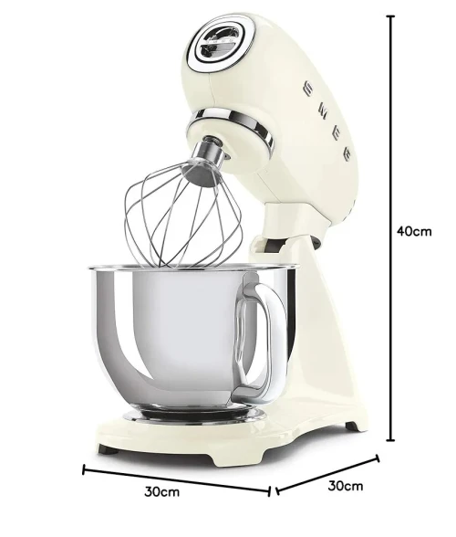 Smeg petrin 10 Vitesses-800W-bol en inox 4,8L-3 Batteurs-beige-SMF03CREU