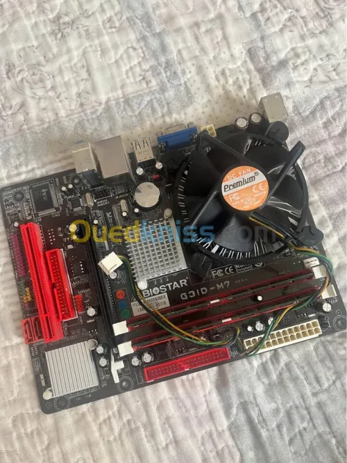 Combo intel duo e7500 carte mere biostar g31d-m7 2gb ram cooler mchi khadmin bzaf prix 200alf