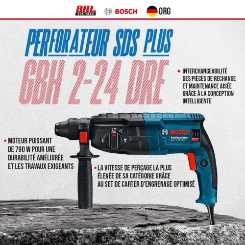 perforateur sds plus 2 kg 790w 24 mm gbh 2-24 dre