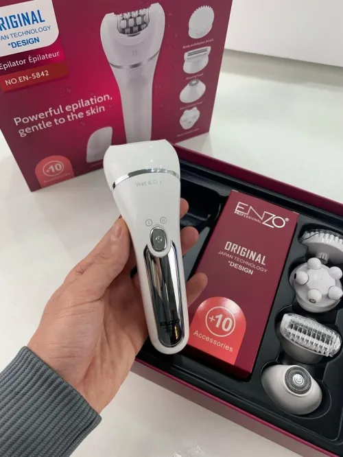 Épilateur sans fil Enzo Wet & Dry avec 10 accessoires مزيل شعر للنساء 