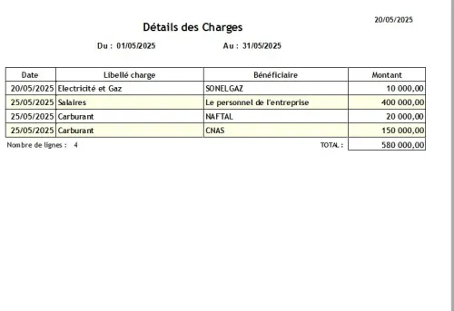 logiciel de gestion des charges (frais généraux)