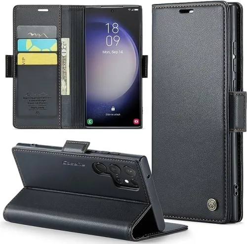 Caseme Antichoc Portefeuille Porte Carte Galaxy S23 Ultra Protection Étui Cuir à Rabat