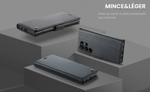 Caseme Antichoc Portefeuille Porte Carte Galaxy S23 Ultra Protection Étui Cuir à Rabat