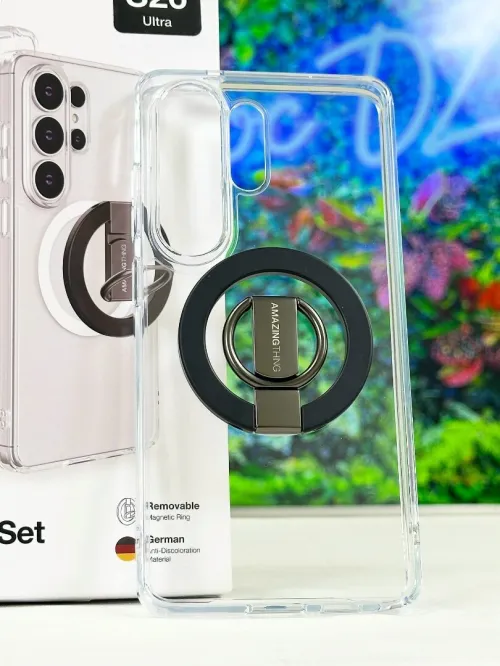 Antichoc Samsung Galaxy S26 Ultra Magsafe Ring Coque S26 Ultra Stand Support Magnétique Original Transparent