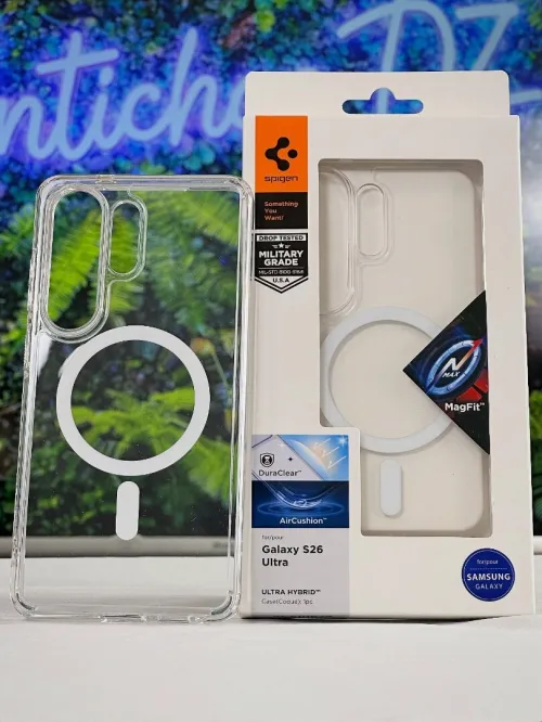 Antichoc Samsung Galaxy S26 Ultra Transparent Magsafe Spigen Ultra Hybrid Mag MagSafe Case S26 Ultra Pochette - Clear and White