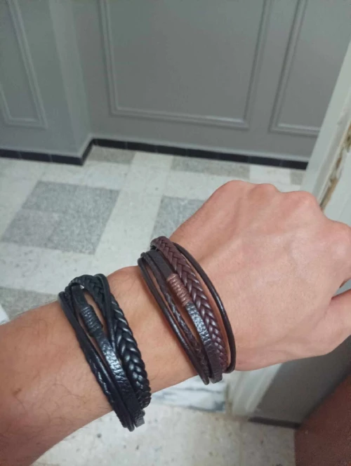 Bracelet pour hommes en cuir veritable produits importation 