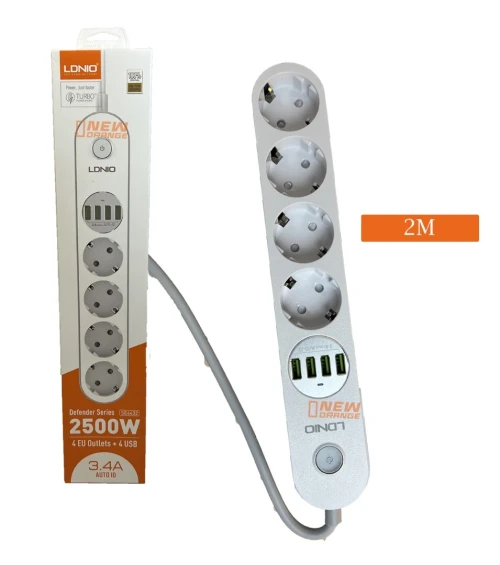 Ldnio Multiprise 4 Prises + 4 ports Usb 