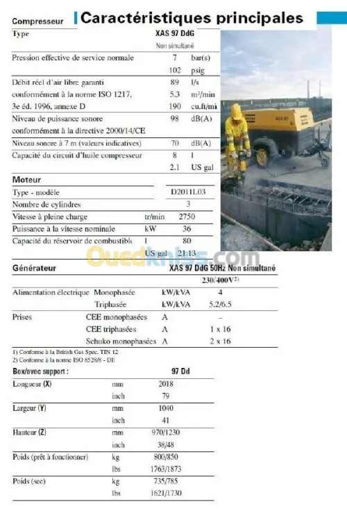 Location compresseur ALTAS COPCO XAS97