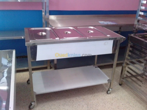 chariot de volaille et table en inox @