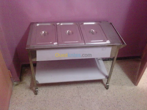 chariot de volaille et table en inox @
