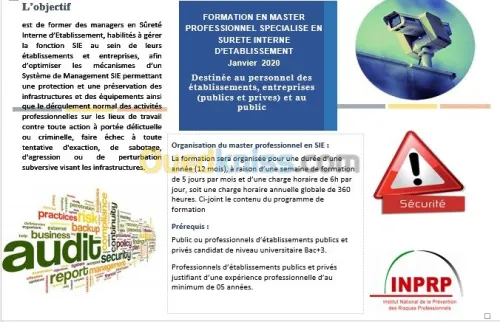 Formation Master Pros SIE & HSE.