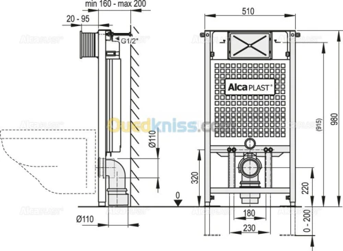 Chasse d'eau encastrable ALCA PLAST