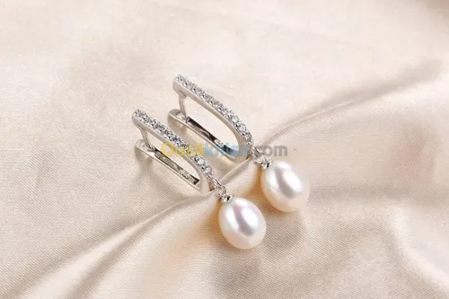 Boucles en argent et perles naturelles