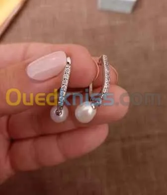 Boucles en argent et perles naturelles